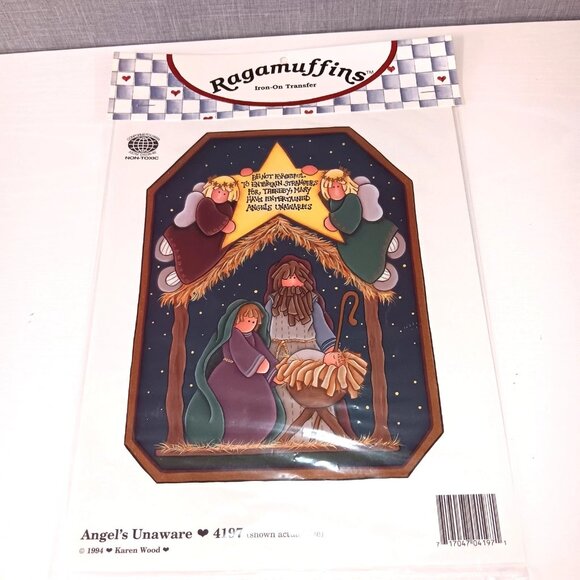 Ragamuffins Angels Unaware Iron On Transfer Nativity Christmas VTG 90s Crafting - Picture 2 of 2